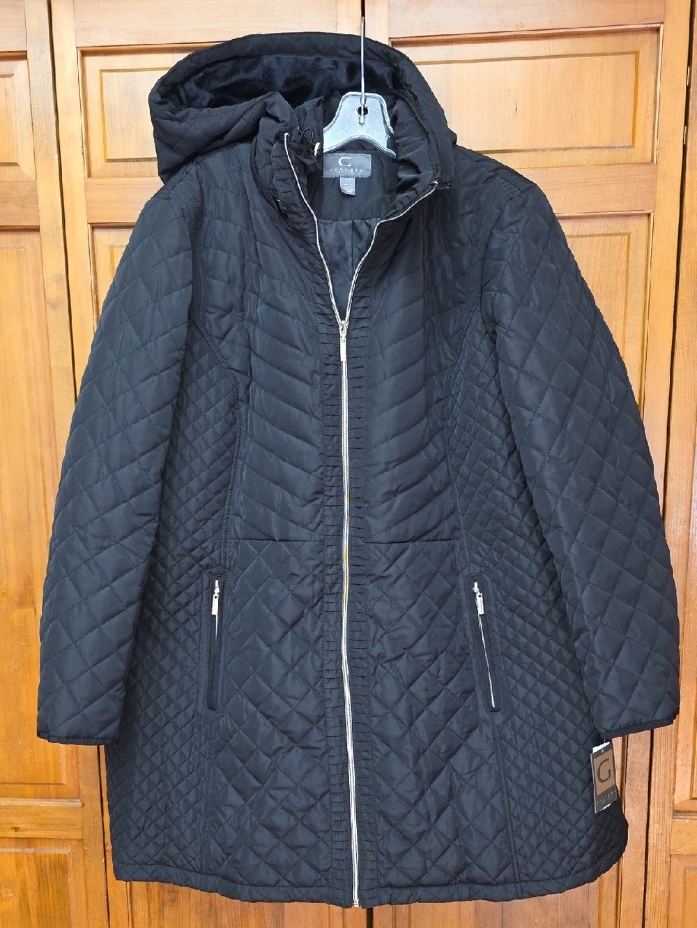 NEW Gallery Hooded Midweight Quilted Jacket Black Size 2X